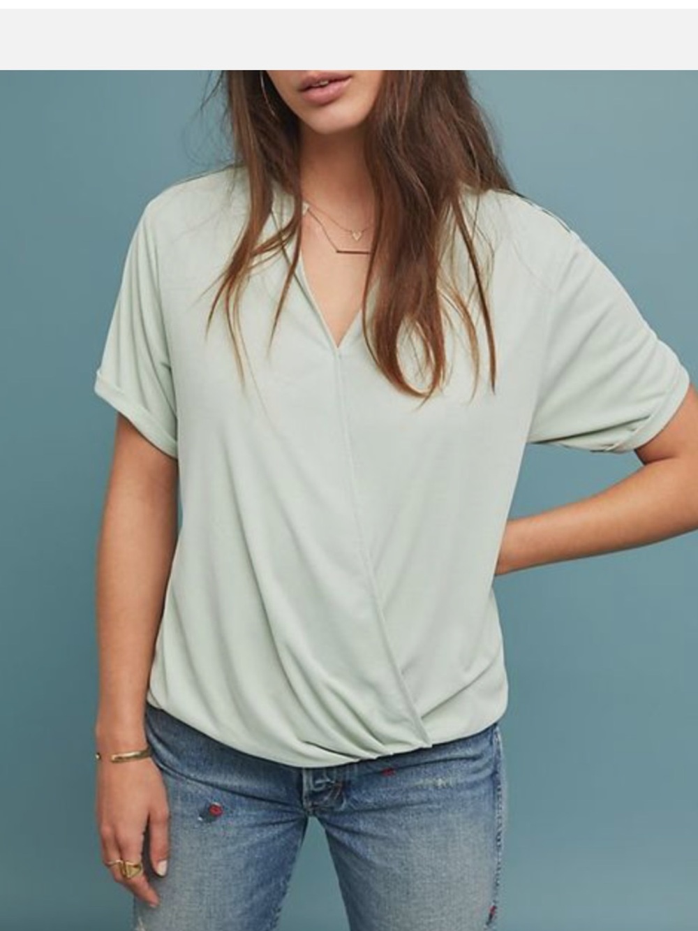 Anthropologie Saturday Sunday Clarissa Wrap Top Sage Green XS